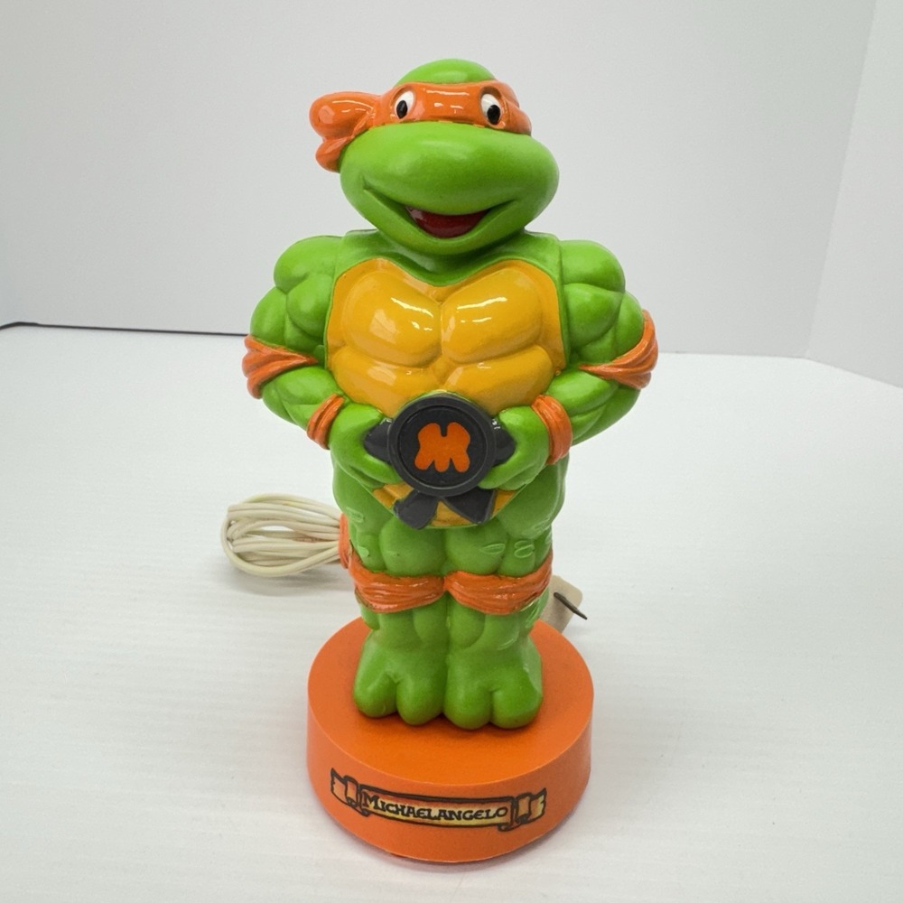Vtg Michaelangelo TMNT Teenage Mutant Ninja Turtles Lamp Light 8" 1990 READ